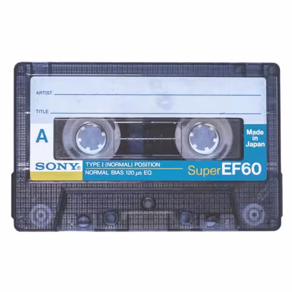 A compact cassette tape on a table