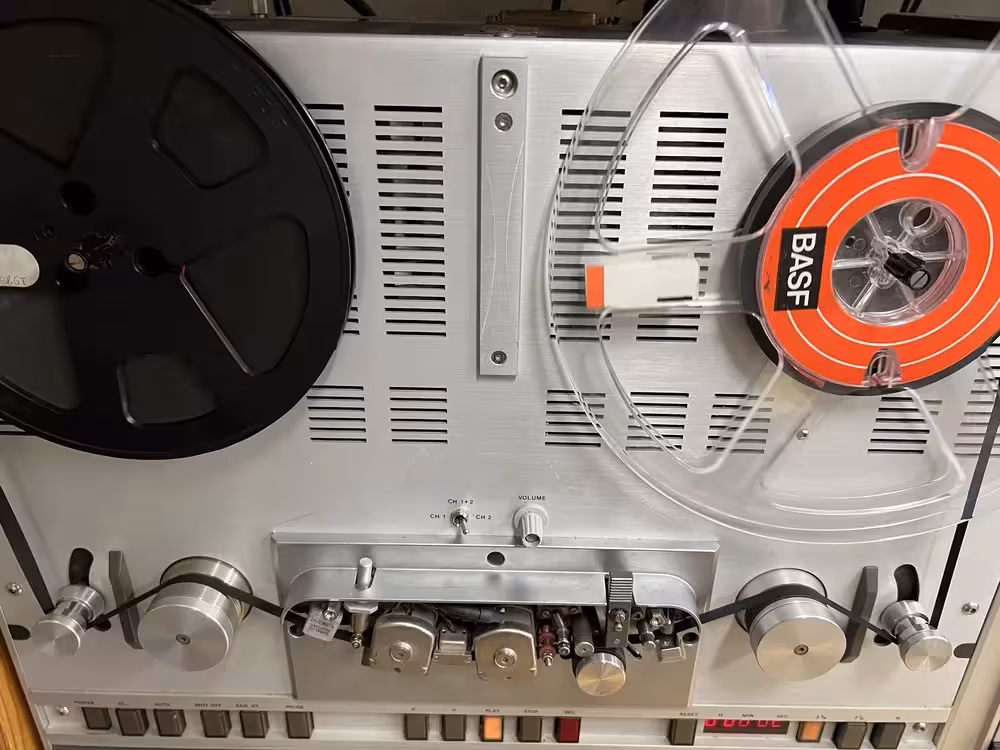 Reel tape loaded in the tape deck