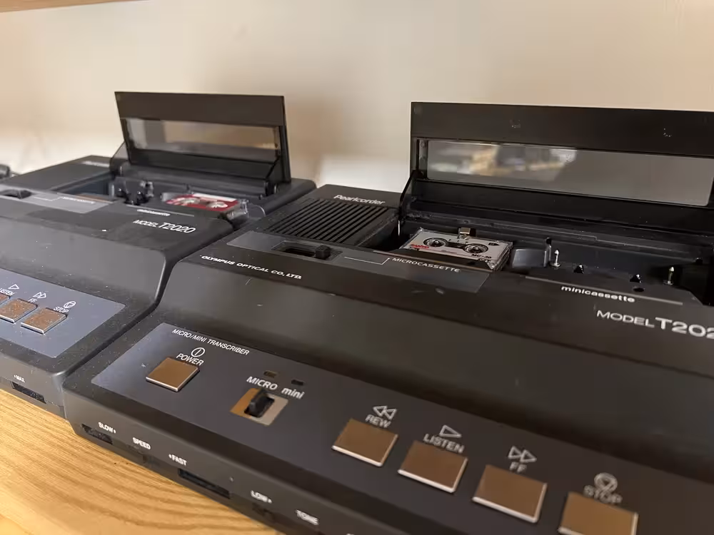 Olympus microcassette transcribers for dictation tape digitization